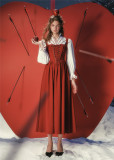 LaceMade -Red Arrow Warrior- French Vintage Classic Casual Daily Lolita JSK and Blouse
