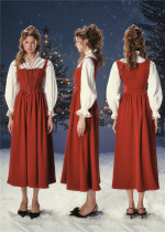 LaceMade -Red Arrow Warrior- French Vintage Classic Casual Daily Lolita JSK and Blouse