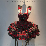 Diamond Honey -Rock Kitty- Plaid Birthday Party Streetwear Song Sweet Lolita JSK and Accessories