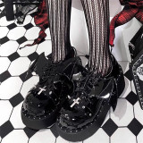 Superpink -Count of the Dark Night- Rivet Punk Y2K Round Toe Platform Chunky Heel Gothic Bat Lolita Shoes