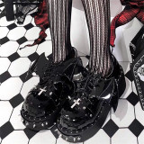 Superpink -Count of the Dark Night- Rivet Punk Y2K Round Toe Platform Chunky Heel Gothic Bat Lolita Shoes