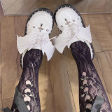 Superpink -Count of the Dark Night- Rivet Punk Y2K Round Toe Platform Chunky Heel Gothic Bat Lolita Shoes