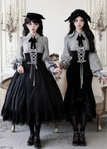 Withpuji -Curtain Call- Elegant Retro Casual Classic Lolita Dress, Brooch and Hat Set