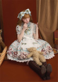 Antique Doll -Patissier Bear- Kawaii Cute Doll Sweet Lolita OP Dress Full Set