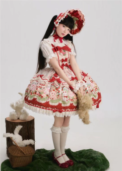Strawberry Kitty - Kawaii Cute Sweet Lolita JSK, Blouse, Apron and Accessories