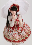 Strawberry Kitty - Kawaii Cute Sweet Lolita JSK, Blouse, Apron and Accessories