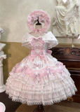 Nivia - Elegant Sweet Classic Princess Rococo Lolita OP Dress, Fur Wool Cape and Accessories