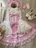 Checkered Baileys - Retro Vintage Old Fashion Doll Plaid Classic Lolita JSK and Blouse