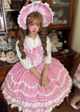 Checkered Baileys - Retro Vintage Old Fashion Doll Plaid Classic Lolita JSK and Blouse