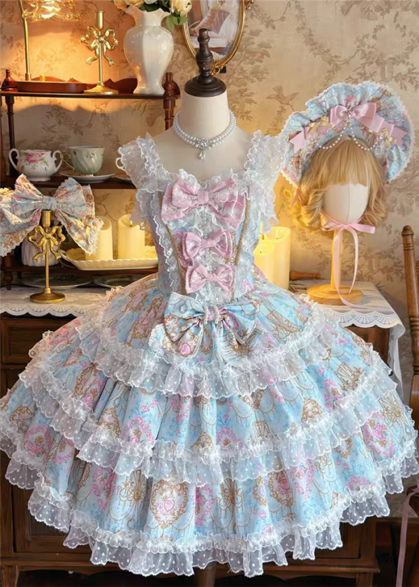 Kawaii Cute Lace Sweet Classic Lolita JSK and Blouse