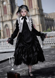 Withpuji -Morning Bell and Evening Song- Vintage Doll Gothic Lolita OP Dress Set