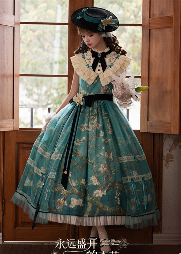 US$ 3.99 - Apricot Blossom - Elegant Vintage High Collar Classic