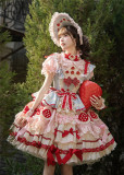 HinanaQueena -Strawberry Party- Gorgeous Classic Sweet Lolita OP Dress, JSK, Blouse and Accessories