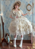 LuKeMi -Dream Gold- Elegent Princess Rococo Classic Lolita OP Dress and Accessories