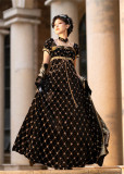 Lingxi -Stardust Mirror- Glamorous Beaded Velvet Empire Palace Retro Classic Vintage Lolita OP Dress and Accessories