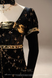 Lingxi -Stardust Mirror- Glamorous Beaded Velvet Empire Palace Retro Classic Vintage Lolita OP Dress and Accessories