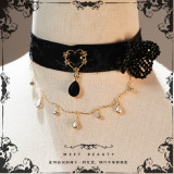 Lingxi -Stardust Mirror- Glamorous Beaded Velvet Empire Palace Retro Classic Vintage Lolita OP Dress and Accessories