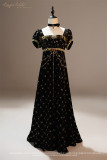 Lingxi -Stardust Mirror- Glamorous Beaded Velvet Empire Palace Retro Classic Vintage Lolita OP Dress and Accessories