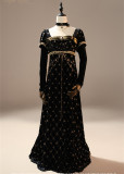 Lingxi -Stardust Mirror- Glamorous Beaded Velvet Empire Palace Retro Classic Vintage Lolita OP Dress and Accessories