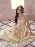 LaceMade -Bell Gilt- Retro Vintage French Princess Satin Lace Corset Tube Top Casual Classic Lolita Dress