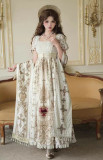 Unknown Star -Sacred Coronation- Elegant High Waist Retro Classic Vintage Lolita OP Dress, Necklace and Shawl
