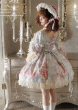 Honey Machine -Victoria Cake- Retro Classic Lolita OP Dress, Bonnet and Necklace