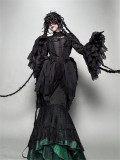 LeMiroir -Saint- Snakeskin Pattern Gothic Lolita Bolero, Corset Topwear with Tailing, Mermaid Skirt and Overskirt