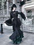 LeMiroir -Saint- Snakeskin Pattern Gothic Lolita Bolero, Corset Topwear with Tailing, Mermaid Skirt and Overskirt