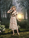LaceMade -The Swing Song- Sweetheart Neck Romantic Countryside French Retro Classic Vintage Lace Casual Lolita Dress