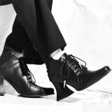Echoes of the Night Banquet - Genius PU Square Toes Chunky Heel Vampire Evil Retro Classic Vintage Gothic Halloween Lolita Shoes
