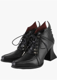 Echoes of the Night Banquet - Genius PU Square Toes Chunky Heel Vampire Evil Retro Classic Vintage Gothic Halloween Lolita Shoes