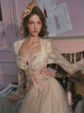 LaceMade - Rose Time Machine - Retro Vintage French Palace Casual Lolita Lace Corset Topwear