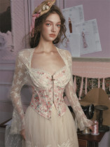 LaceMade - Rose Time Machine - Retro Vintage French Palace Casual Lolita Lace Corset Topwear
