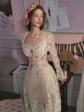 LaceMade - Rose Time Machine - Retro Vintage French Palace Casual Lolita Lace Corset Topwear