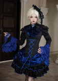Curtainfall Moment - Elegant Gothic Lolita Blouse, Corset Velvet Skirt and Accessories