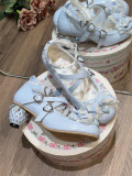 Strawberry Love - Kawaii Cute Lace Bow Cross Strap Heart Buckle Round Toe Strawberry Heel Sweet Mary Jane Lolita Shoes