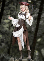 Unknown Star -Time Container- Retro Pirate Punk Lolita Blouse, Bolero, Corset and Skirt Set