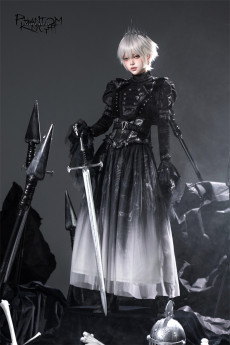 LilithHouse -Phantom Knight- Ouji Gothic Lolita Short Jacket, Corset Topwear and Long Skirt