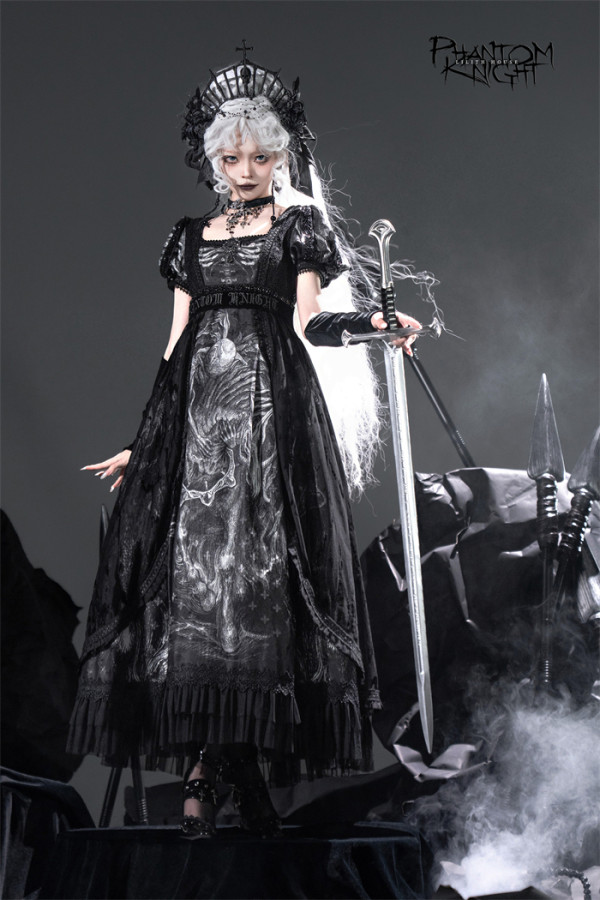 LilithHouse -Phantom Knight- Empire High Waist Gothic Lolita OP Dress