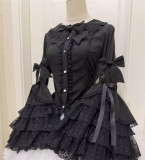 Cotton Lace Long Bell Shape Flared Sleeves Sweet Classic Lolita Blouse