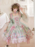 Twins Bear -Macaron- Sweet Lolita JSK, OP Dress and Overall Dress