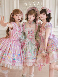 Twins Bear -Macaron- Sweet Lolita JSK, OP Dress and Overall Dress