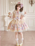 Twins Bear -Macaron- Sweet Lolita JSK, OP Dress and Overall Dress