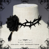 Lingxi -Nightmare Lilith- Victoria Gothic Lolita OP Dress, Overskirt, Arm Sleeves and Choker