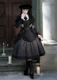 Lingxi -Striped Chronicles- Preppy Gothic Lolita Topwear, Skirt, Necktie and Hairclips