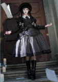 Lingxi -Striped Chronicles- Preppy Gothic Lolita Topwear, Skirt, Necktie and Hairclips