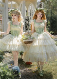 Withpuji -Lily of the Valley Whisper- Embroidery Corset Classic Casual Lolita JSK, Bolero and Hat