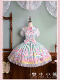 Twins Bear -Macaron- Sweet Lolita JSK, OP Dress and Overall Dress