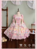Twins Bear -Macaron- Sweet Lolita JSK, OP Dress and Overall Dress