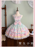 Twins Bear -Macaron- Sweet Lolita JSK, OP Dress and Overall Dress